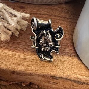 Vintage Swank single equestrian cuff link for repurposing, jewelry, diy